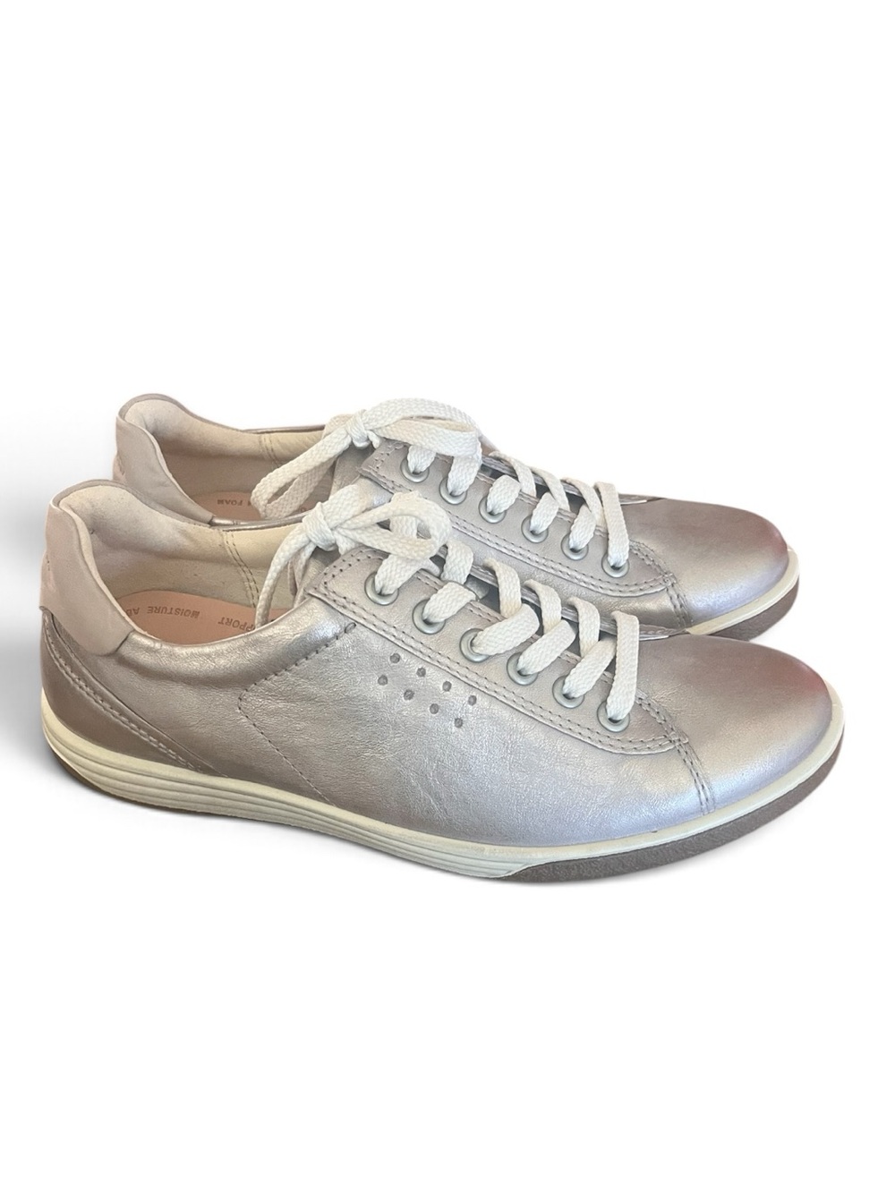 ECCO Soft 7 Metallic Leather Lace-Up Sneakers EU 37 US 6-6.5